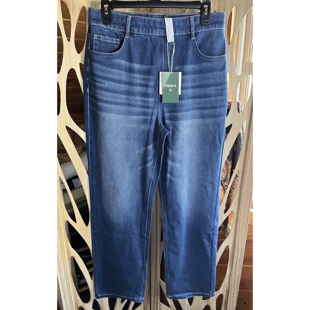 Halara Women's Flex Denim Jeans Size Large Regular Straight Leg High Rise NWT